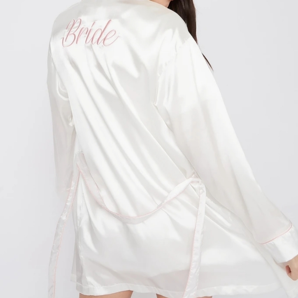 NWT Satin Embroidered Bride Robe
